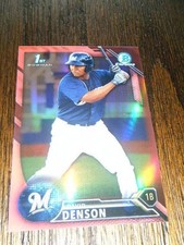 2016 Bowman Chrome Rookie DAVID DENSON Brewers RC Red Refractor 4/5 1st Card HTF
