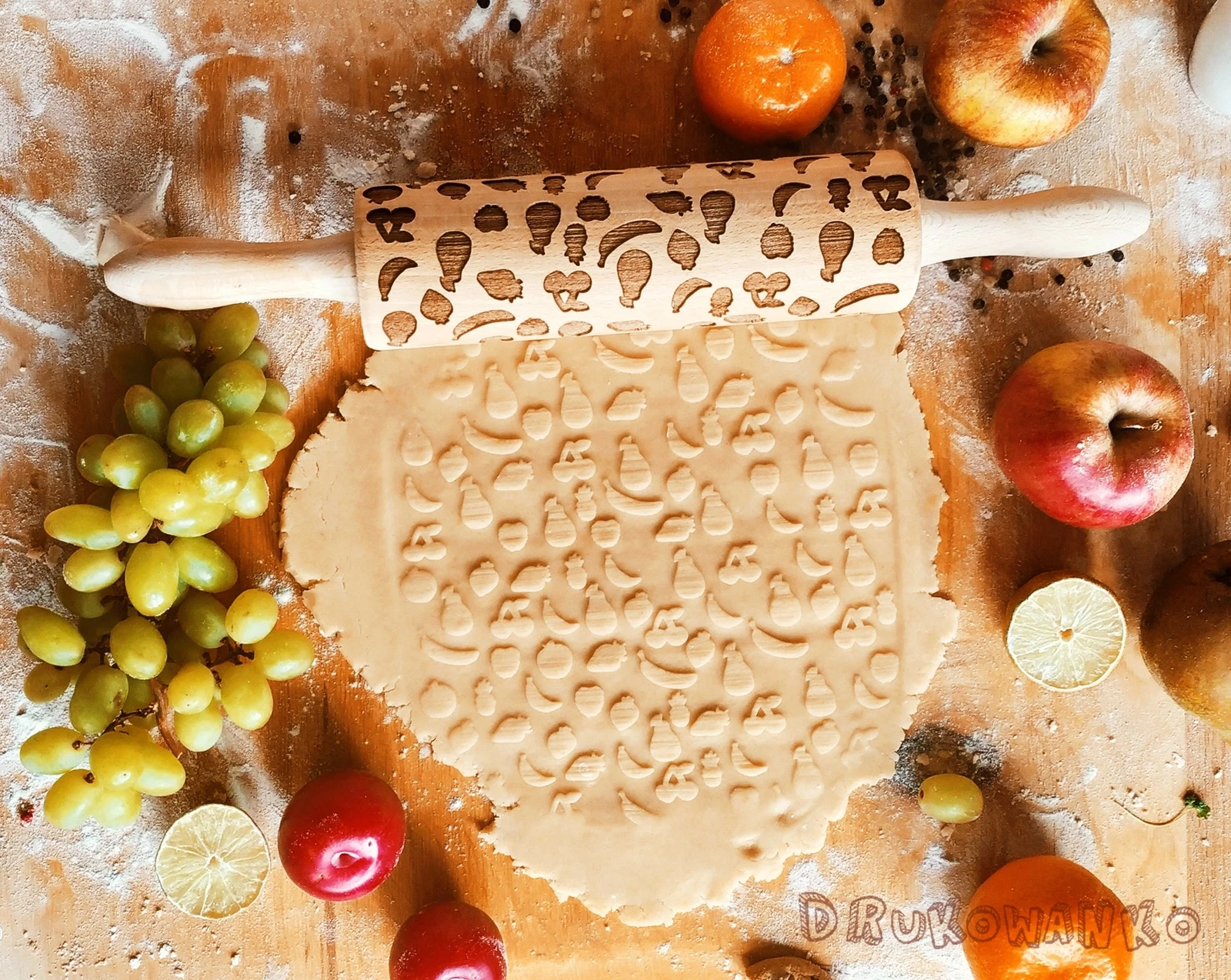 Fruit Spring Summer Juice Rolling Pin Embossed, Cookies, Cookie, Roller, Laser