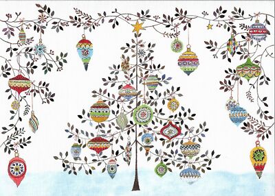 ARTFUL CHRISTMAS CARD ''WATERCOLOR ORNAMENT TREE'' by PETER PAUPER PRESS NEW (7)