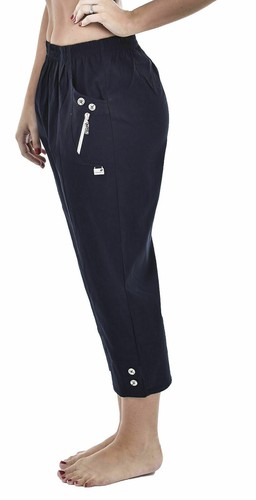 DAMEN CAPRI HOSE ELASTISCH ZWEI TASCHEN GESCHNITTENE HOSE 3/4 ÜBERGRÖSSE - Bild 2 von 14