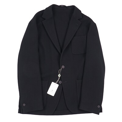Luigi Borrelli Relaxed-Fit Unstructured Black Pique Knit Sport Coat 42R NWT