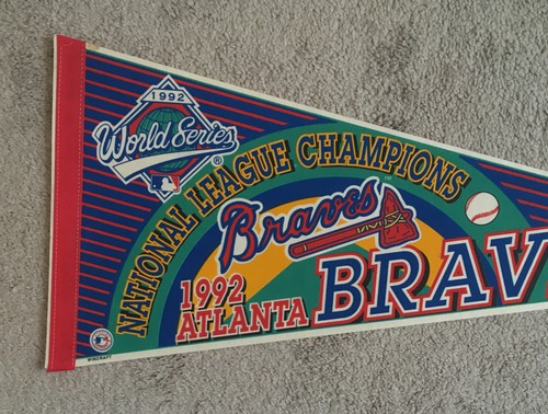 VTG MLB 1992 Word Series Atlanta Braves National League Champions Felt Pennant - Picture 3 of 9