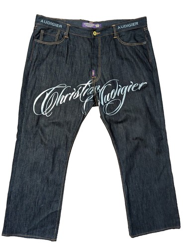 Vintage Ed Hardy Blue Jeans Mens 38x33 Tiger Embroidered Christian