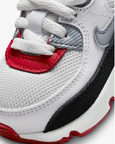 Nike Air Max 90 Baby Toddler Shoes Size 4C Red Gray White Black CD6868-019 NEW - Picture 6 of 6
