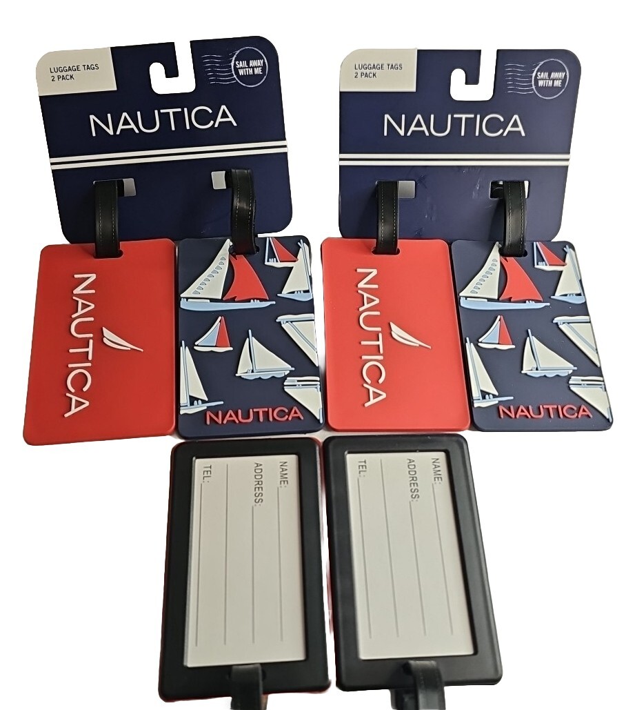 Large  Nautica Luggage Tags W/Buckle Closures -  ID Windows