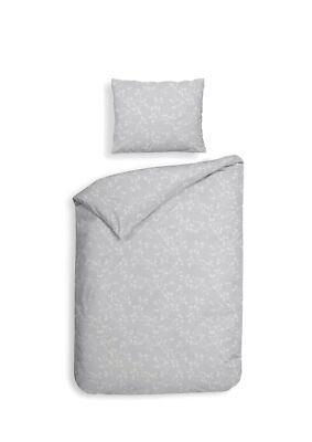 Heckett & Lane Flanell Bettwäsche 155x220 Alloro Light grey silber Miniblätter