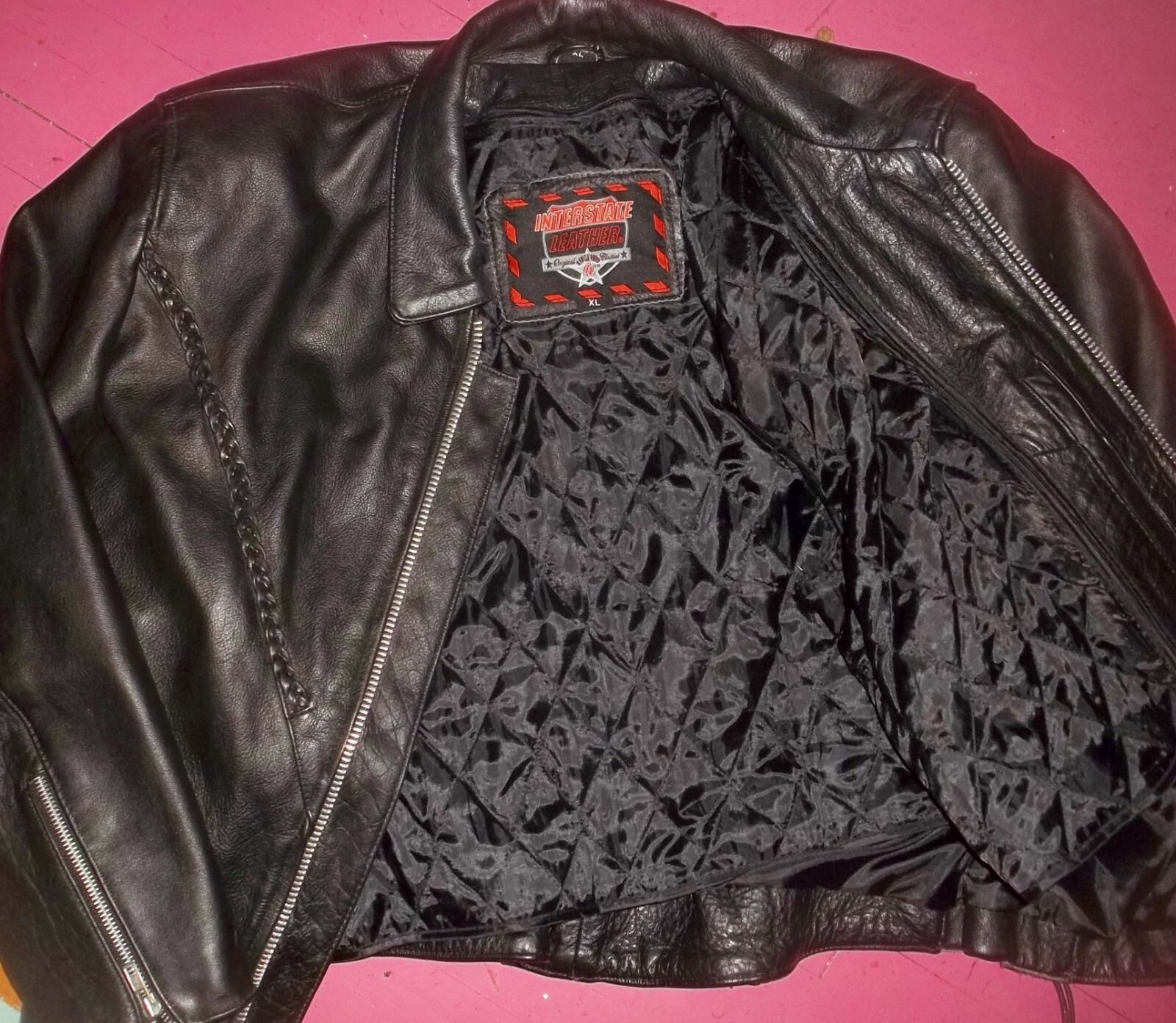 INTERSTATE Braided Leather Motorcycle Jacket Moto… - image 3