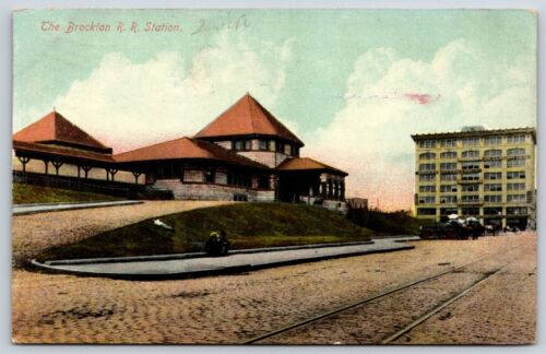 Postcard The Brockton Railroad Station Brockton, Massachusetts Posted ca 1911 - Picture 1 of 2