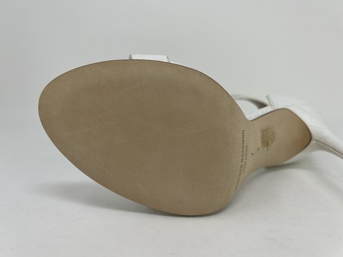 Sigerson Morrison Off White Croc Embossed Leather Heels Ankle Strap KADIE Size 7 - Picture 19 of 22