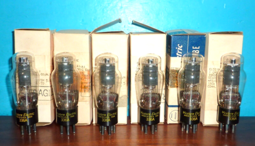6 Western Electric 336A Tubes Black Plate D Getter 1959 MATCHED NOS w/ Boxes - Afbeelding 1 van 6