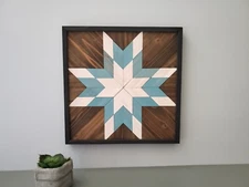 Handmade Wood Wall Art Star Pattern Wood Block Amish Style Barn Quilt Hanging