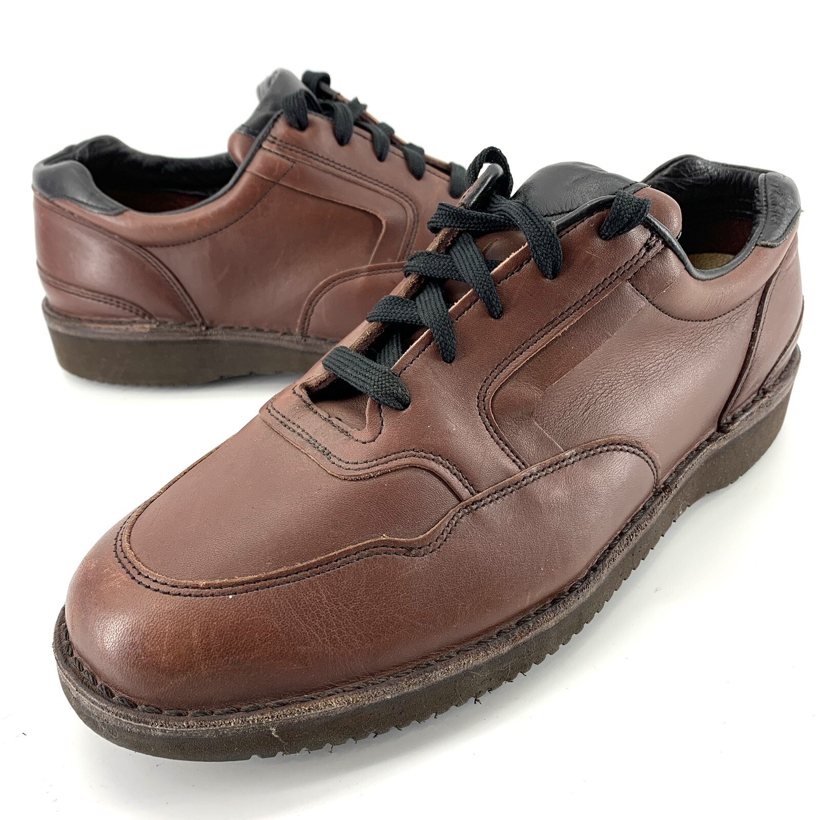 Vintage LL Bean Mens Vibram Sole Oxfords Shoes Brown Size 10.5 EE Made In USA