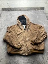 Y2K Carhartt Barn Jacket Mens 2XL Duck Brown Bomber Quilted Work Issued Coat 376