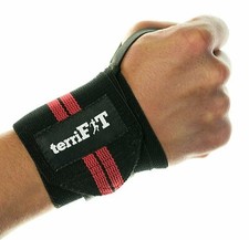 2 PAIRS terriFIT Medium Duty CrossFit and Weight Lifting Wrist Wraps - Black/Red