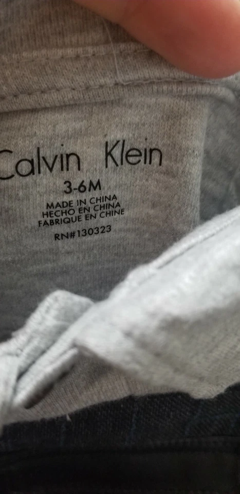 Calvin Klein Infant 2pc Overall Set Size 3-6 Mos Long Sleeve Blue Gray NWT - Image 4 of 4