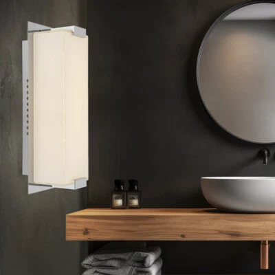 Wandleuchte Wandlampe Esszimmerleuchte Chrom 1 flammig Glas satiniert LED H 28cm - Bild 1 von 4