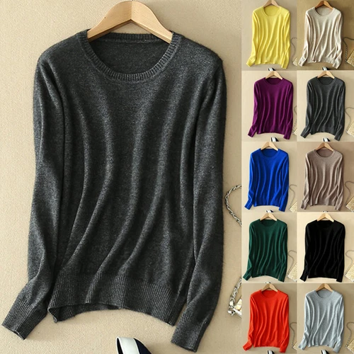 Damen Freizeit Herbst Oberteil Slim Strick Pullover Langarm Pulli - Bild 7 von 33