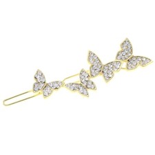 Gold Tone Metal Hair Clip With Rhinestone HC1024-GCL