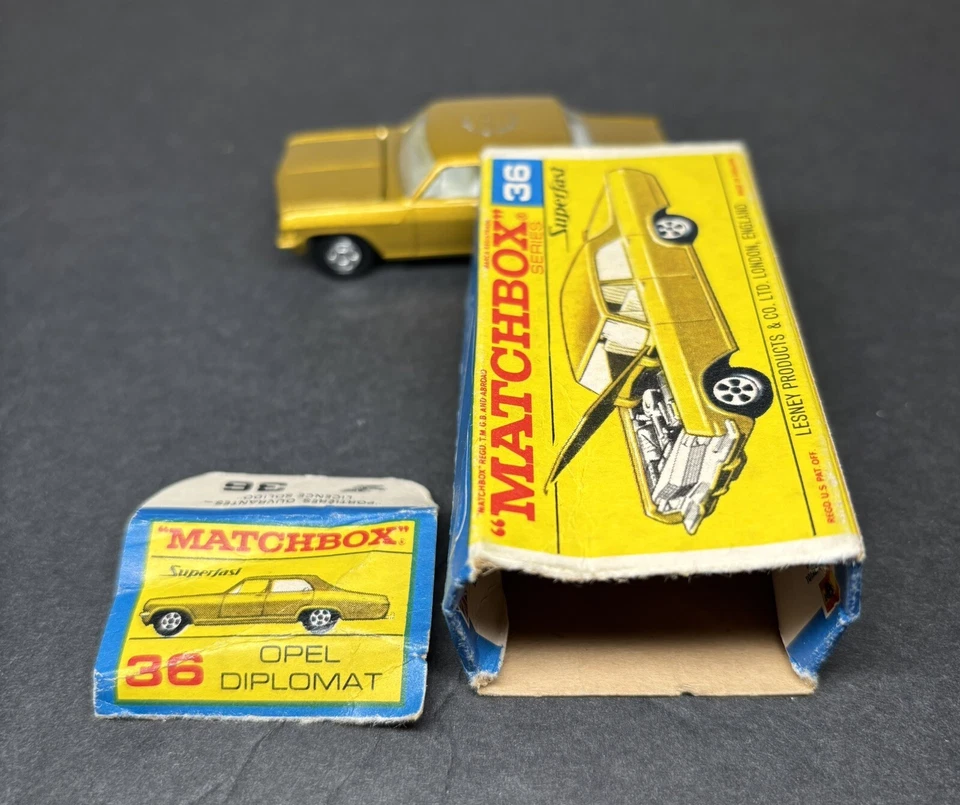 Lesney Matchbox Superfast MB36 Opel Diplomat, Gold, (Read Description) - Image 4 of 4