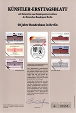 K&Uuml;NSTLER-ERSTTAGSBLATT   B  1990/04    40 JAHRE BUNDESHAUS IN BERLIN   BERLIN