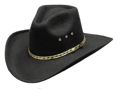 Western Express Cowboy Hat - Fitted or Elastic S/M L/XL - Black