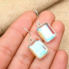 Mystic Topaz Gemstone Handmade 925 Sterling Silver Jewelry Earring