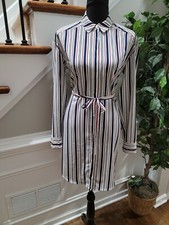 Express Women's Multicolor Polyester Collared Long Sleeve Knee Length Dress S