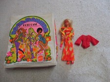 ROCK FLOWERS DOLL CASE WITH VINTAGE DOLL 1970 MATTEL  CLOTHES