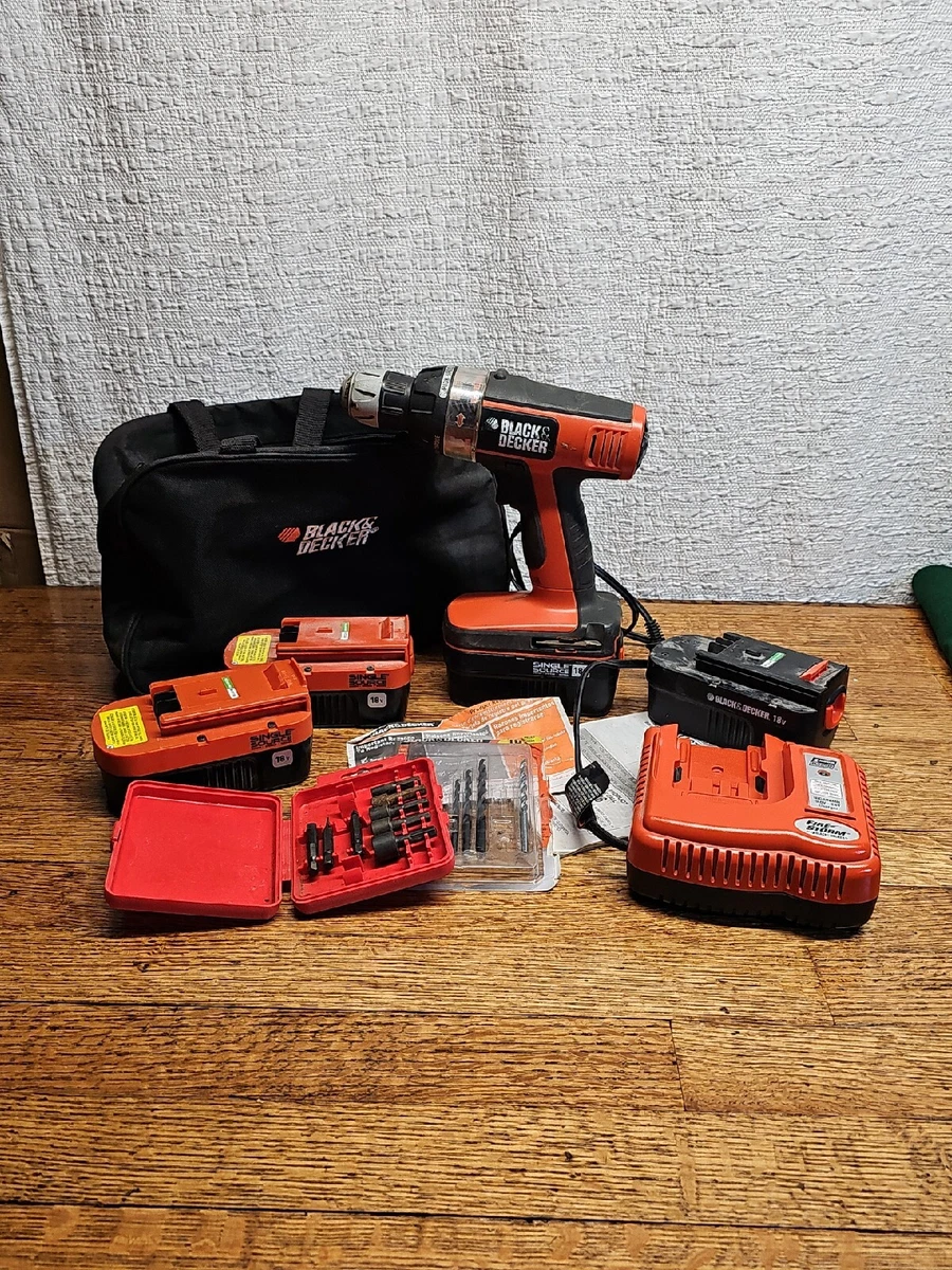 Black & Decker BD18PS Cordless Drill 3/8 Chuck 18V With Charger & 4  Battery's