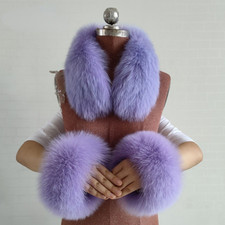 New Fur Square Collars Real Fur Cuffs Sets Winter Warm Scarves Cuff Overcoats
