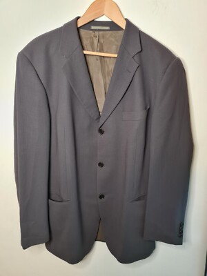 Hugo Boss Blazer Herren 46 Grau Einreiher Reine Schurwolle Freizeit Taschen