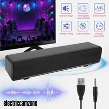 USB Wired Stereo Soundbar Music Player Bass Surround Sound Box 3.5mm Input for P