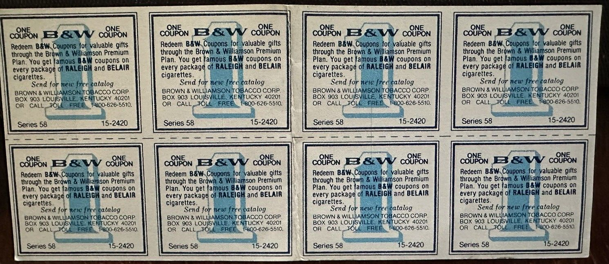 Vintage B&W Coupons Raleigh Cigarettes Brown & Williamson Varies Series 94  Total | eBay