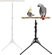 Wooden Bird Perch Stand with a Height Adjustable Tripod, Bird Training Accessori