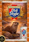 Old Style Beer Otter Metal  Sign Vintage Style Wall Decor Fishing Read Des