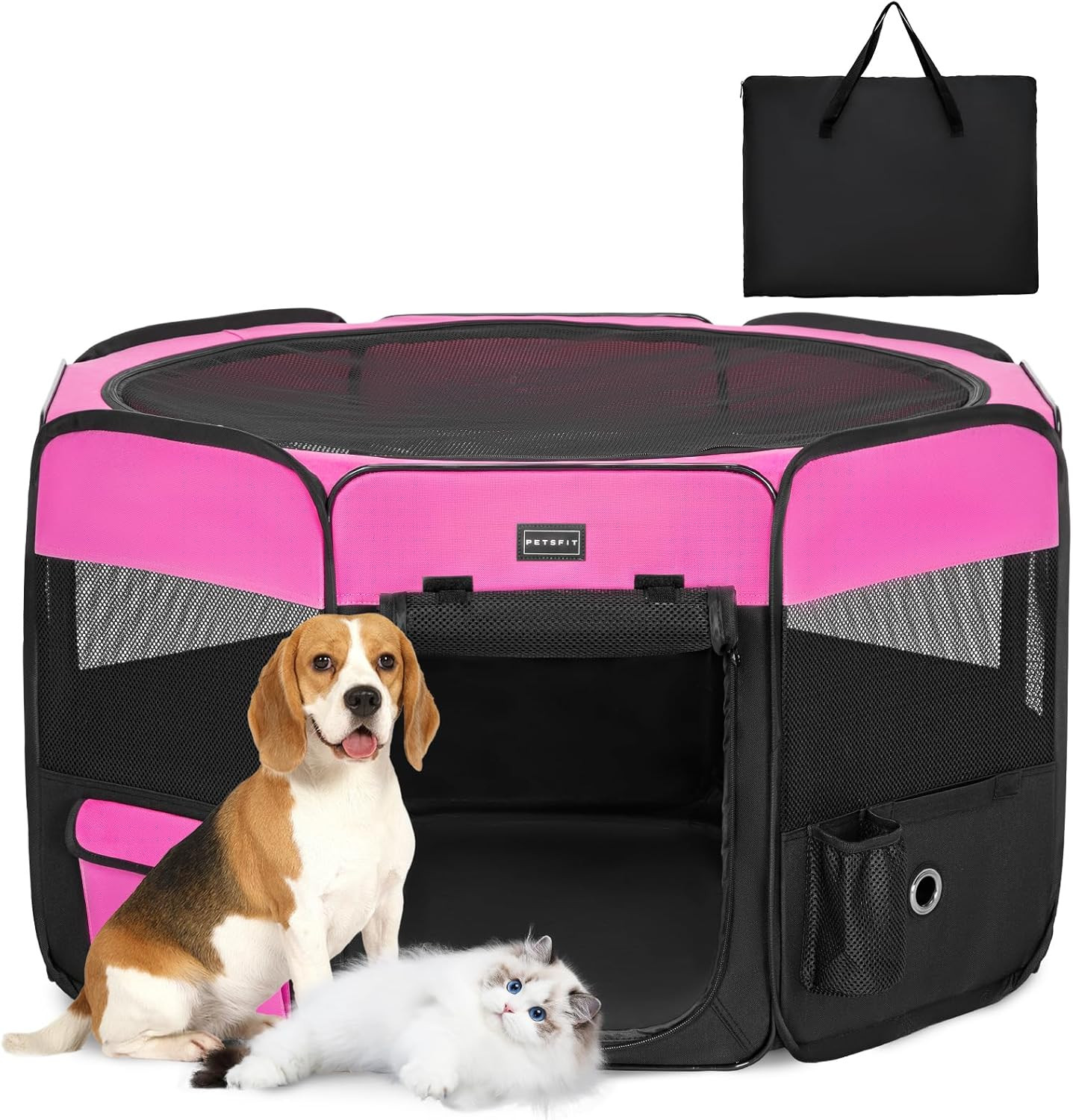 Recinto per Cani e Gatti Pieghevole con Pavimento - Box Portatile 92cm