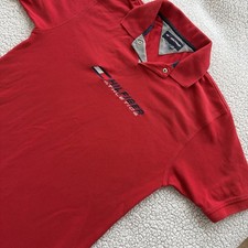 VTG Tommy Hilfiger Athletics Spellout Logo Red Short Sleeve Polo Shirt NO TAG SZ