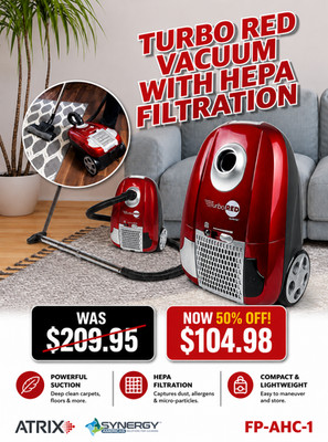 ATRIX Turbo Red HEPA Canister Vacuum