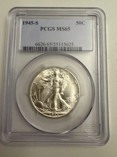 1945 S Walking Liberty Half Dollar.  PCGS MS65.