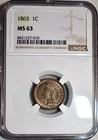 NGC MS-63 1863 Indian Head Cent, Blazing, Golden-Brown specimen!