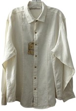 Caribbean Ivory Long Sleeve Guayabera Linen Shirt Men s Sz XL Retail 79.50 NWT