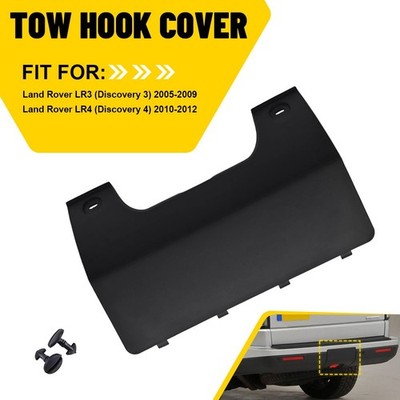 Black Rear Bumper Hook Tow Hole Cover Cap w/ Clips Fit Land Rover LR3 2005-2009
