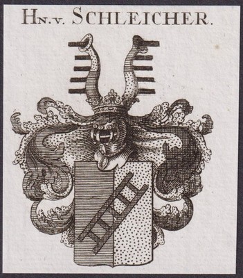 Schleicher Wappen coat of arms Adel Heraldik Kupferstich 1820