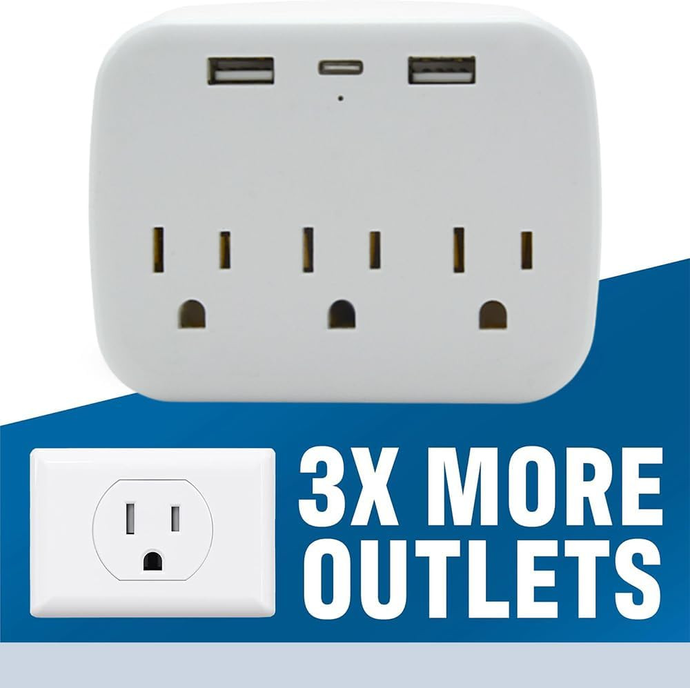 2 Pack Multi Plug Outlet Splitter with Usb,Surge Protector Outlet Extender wi...