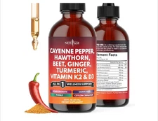 Cayenne Pepper Hawthorn Beet Root Turmeric Vitamin K2+D3 Liquid Drops 60ml