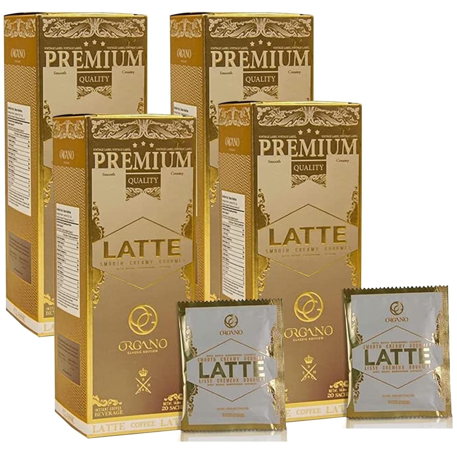 4 boxes Organo Gold Cafe Latte 100% Certified Organic Gourme