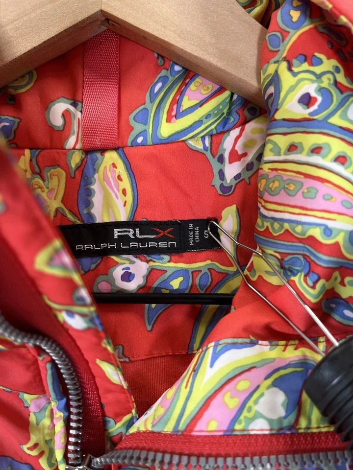 RLX Ralph Lauren Womens Golf Vest Small Coral Paisley Full Zip Pockets Outdoors - Image 2 of 4