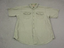 Vintage Woolrich Shirt Men Extra Large XL Green Hunting Canvas Camping Safari