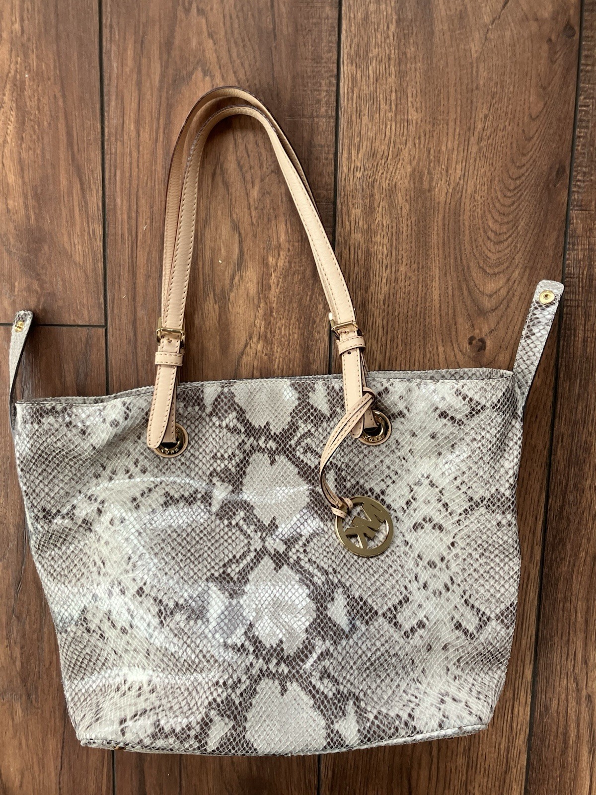 Michael Kors Python Snakeskin Leather Tote Should… - image 1