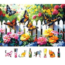 500-Piece Jigsaw Puzzle for Adults Butterfly Garden Spring Colorful Flowers 5...